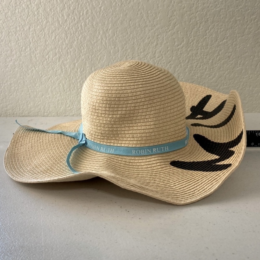 Robin Ruth Coastal Grandma Miami Sun Hat Beige Paper Floppy Wide Brim SPF Beanie